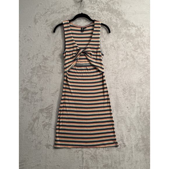 Volcom Lil Knit Twist Striped Dress Size S Cut Out Beachy Resort Lounge Casual - Picture 1 of 8